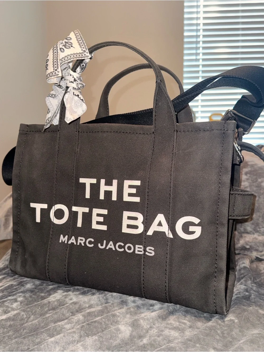 Marc Jacobs Black Canvas 'The Tote Bag' with Bandana Accent